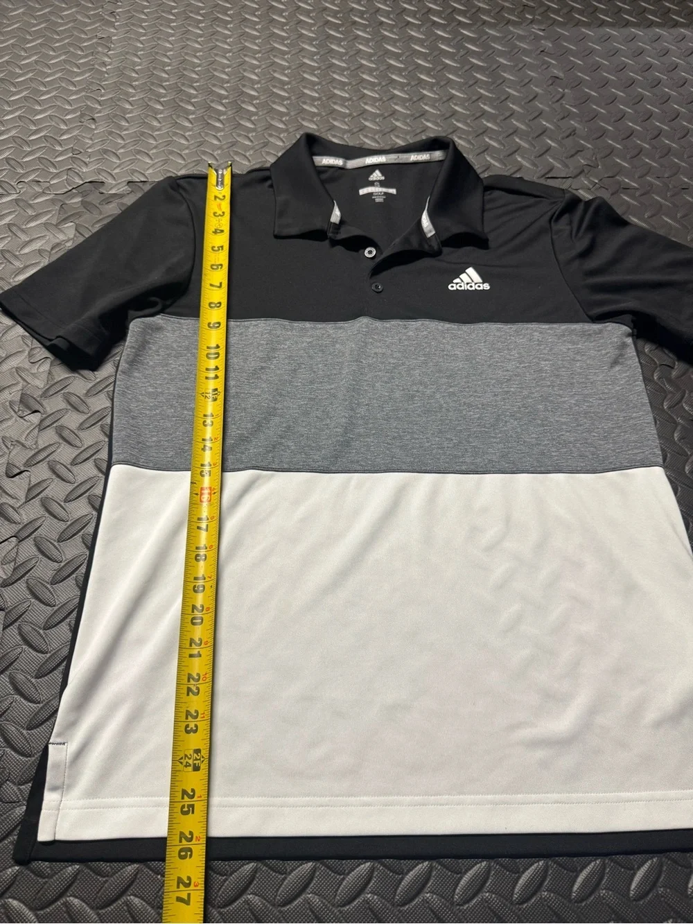 Adidas Golf Men’s Small Colorblock Polo Shirt Black Gray White
